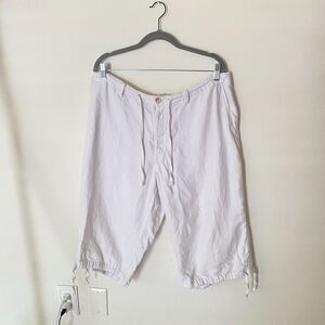 Perry Ellis Linen & Cotton Capri Pants Women White Size 38 Vacation Resort Wear